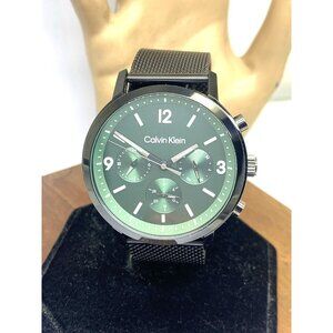 Calvin Klein Men's Watch 25200440 Quartz Green Dial Black Stainless Steel 44mm